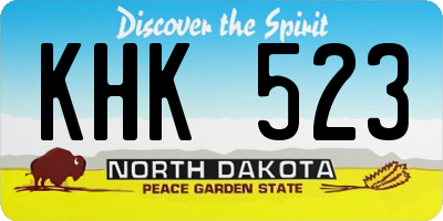 ND license plate KHK523