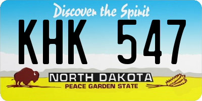 ND license plate KHK547