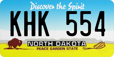 ND license plate KHK554