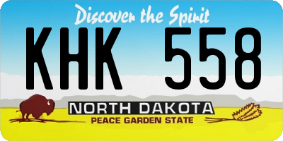 ND license plate KHK558