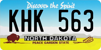 ND license plate KHK563