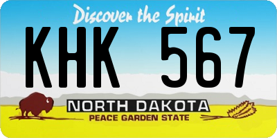 ND license plate KHK567