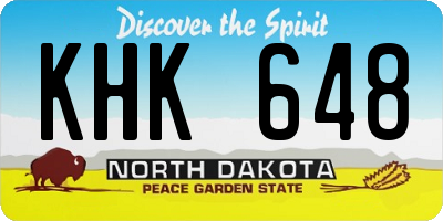 ND license plate KHK648