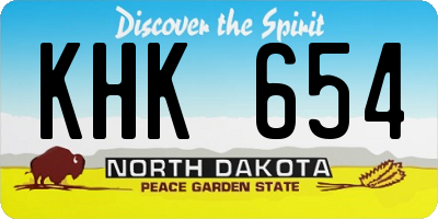 ND license plate KHK654