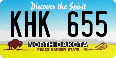 ND license plate KHK655