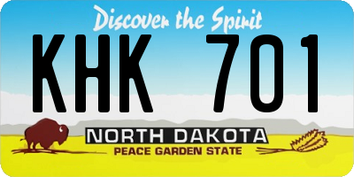 ND license plate KHK701