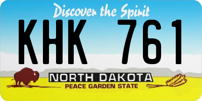 ND license plate KHK761