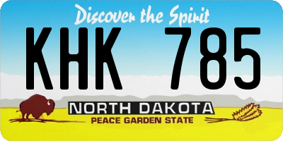 ND license plate KHK785