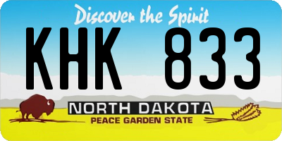 ND license plate KHK833