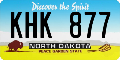 ND license plate KHK877