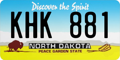 ND license plate KHK881