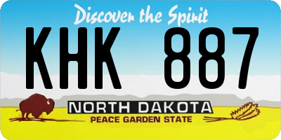 ND license plate KHK887