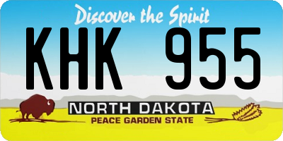 ND license plate KHK955