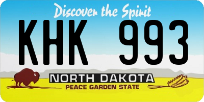 ND license plate KHK993