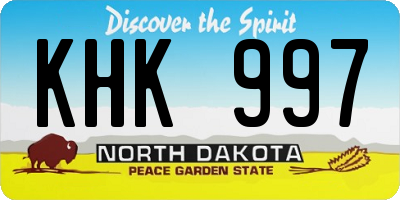 ND license plate KHK997