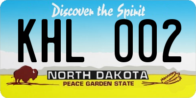 ND license plate KHL002