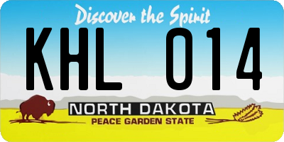 ND license plate KHL014