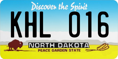 ND license plate KHL016