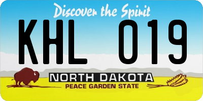 ND license plate KHL019