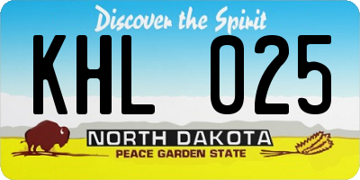 ND license plate KHL025