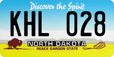 ND license plate KHL028