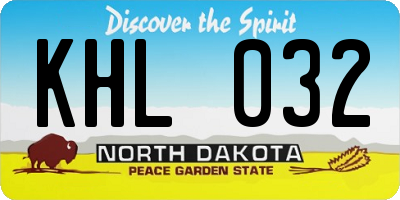 ND license plate KHL032