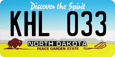 ND license plate KHL033
