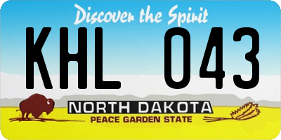 ND license plate KHL043
