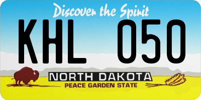 ND license plate KHL050