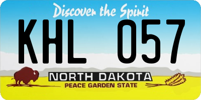 ND license plate KHL057