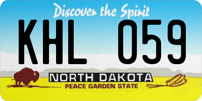 ND license plate KHL059