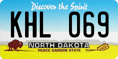 ND license plate KHL069