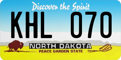 ND license plate KHL070