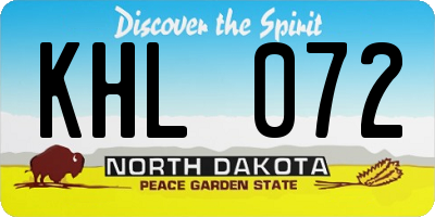 ND license plate KHL072