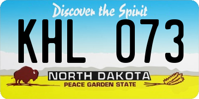 ND license plate KHL073