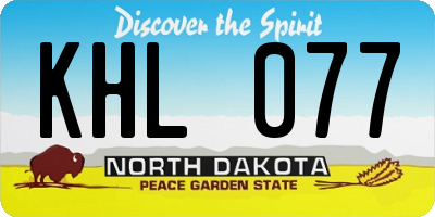ND license plate KHL077