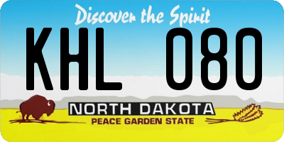 ND license plate KHL080