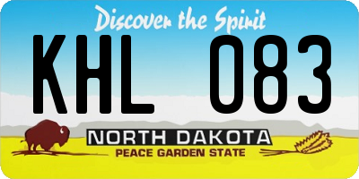 ND license plate KHL083