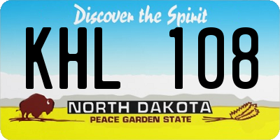ND license plate KHL108