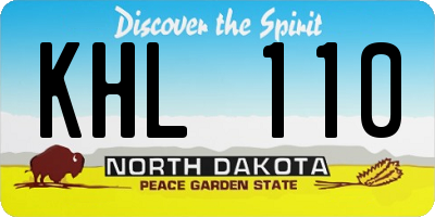 ND license plate KHL110