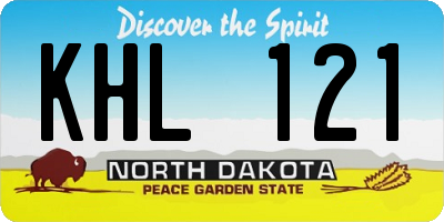 ND license plate KHL121