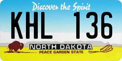 ND license plate KHL136