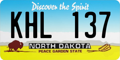 ND license plate KHL137