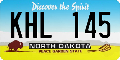 ND license plate KHL145