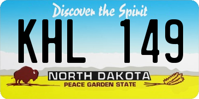 ND license plate KHL149