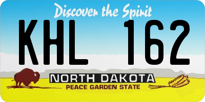 ND license plate KHL162