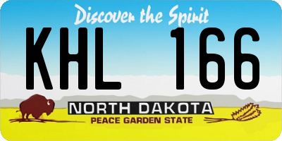 ND license plate KHL166