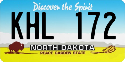 ND license plate KHL172