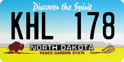 ND license plate KHL178