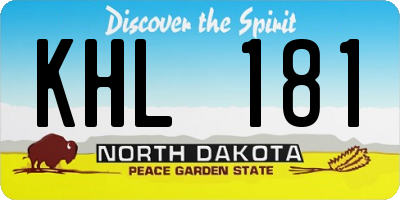 ND license plate KHL181